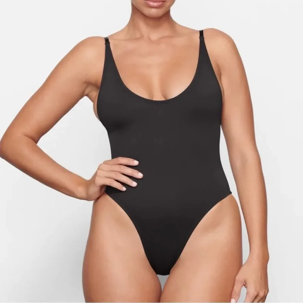 Black Scoop Neck One-Piece Swimsuit - Women's Swim